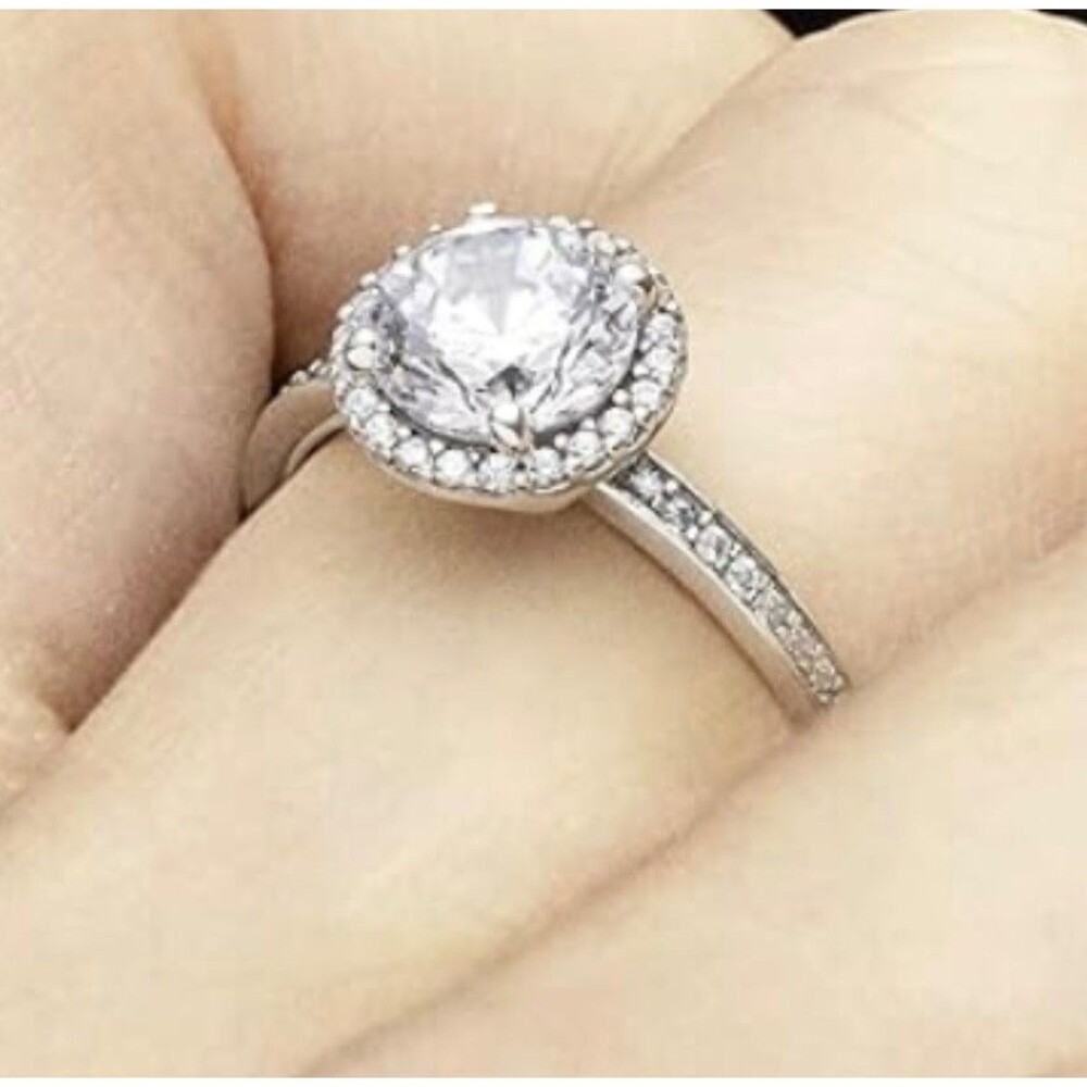 Pandora ring size 8.5 58  Classic Elegance Silver halo Retired
